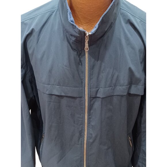 London Fog Mens Stretch Jacket XL Navy Blue Polyester Zipper Pockets Mesh Lining - Picture 2 of 12